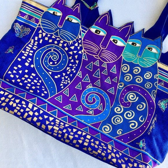Cutout Cats Feline Indigo Tote - Picture 3 of 6